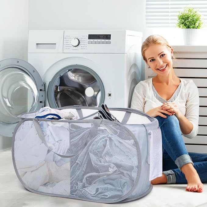 Sturdy Collapsible Laundry Baskets, Foldable Pop Up Laundry Hamper, Durable 2