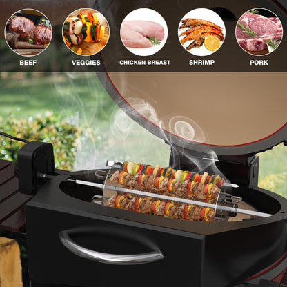 onlyfire BRK-6038 Stainless Steel Rotating Skewer System Fits for Any Rotisserie Grill Spit Rods
