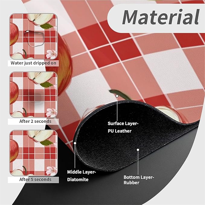 Kitchen Sink Splash Guard，Apple-on a checkered Faucet Mat Sink Gadgets-Super