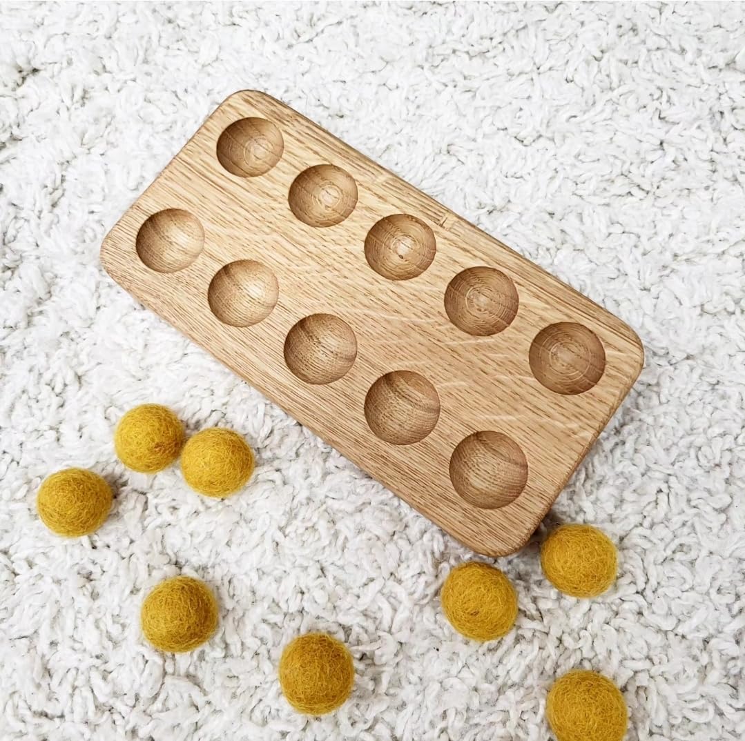 Montessori Wooden 10 Ten Frame Ten Oak Double-Sided Board Math Manipulate Gift for Kids Counting Early Learning Toddler Activity Math Board (Only 10 Frame)