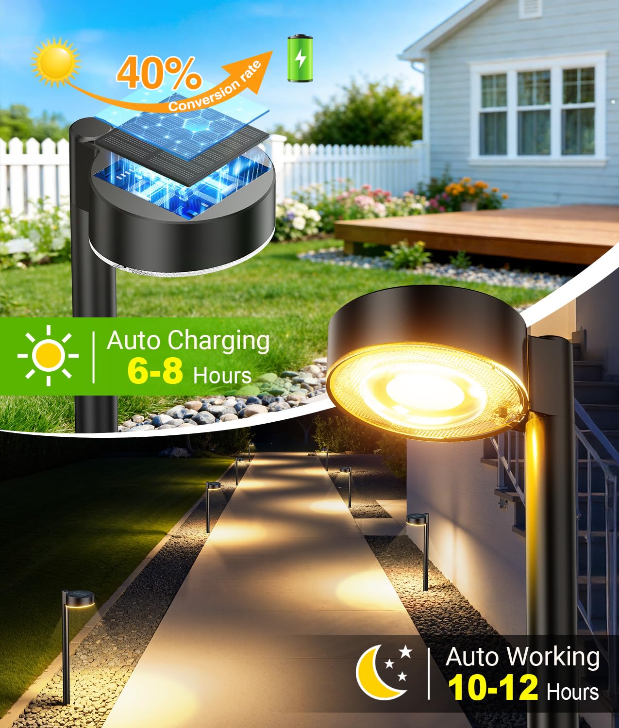 ELECLINK 12 Pack Solar Pathway Lights Outdoor, Solar Powered Landscape Path Light with Bigger LED Lens, Brighter Up to 12 Hrs Waterproof Outdoor Solar Light for Yard Garden Walkway Driveway Sidewalk