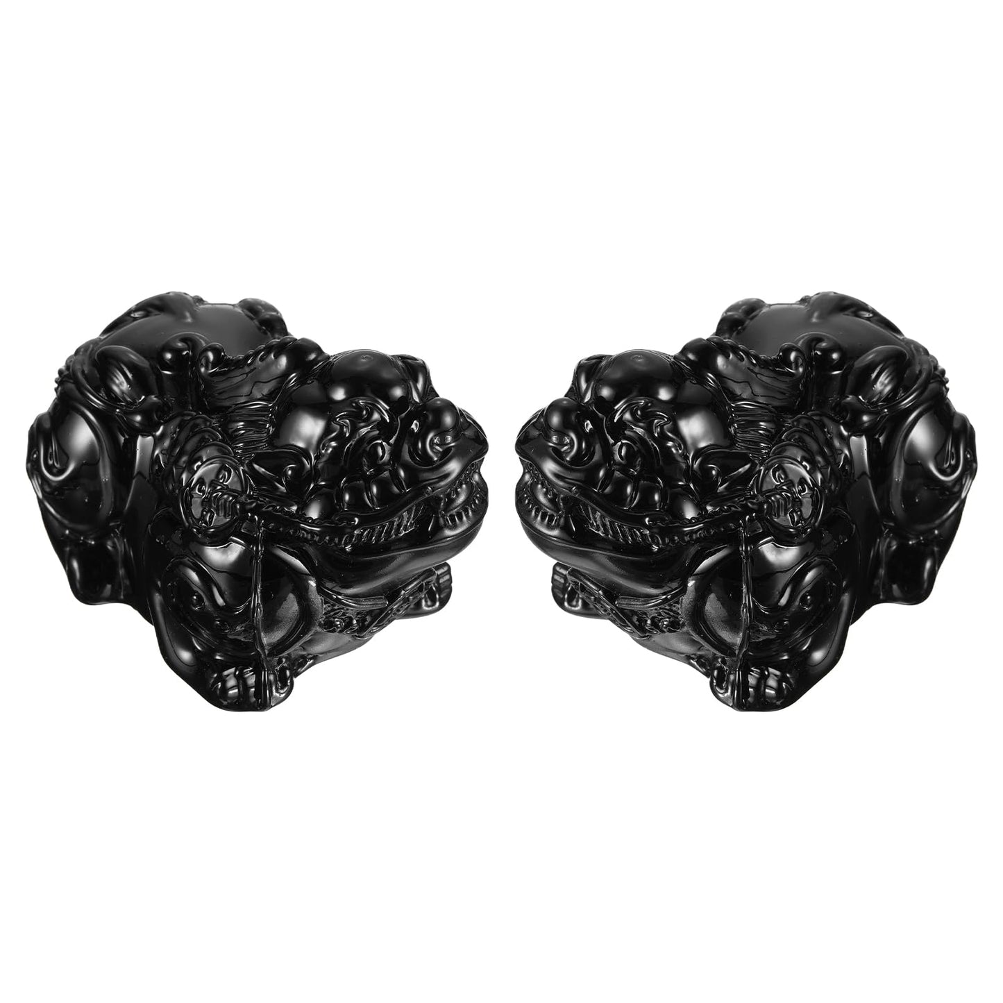 uxcell 2 Pcs Crystal Decorative Ornaments, 1.7" H Chinese Feng Shui Crystal Figurine Mini Pi Xiu Collectible Decor for Table Home Hanging Decorations, Black