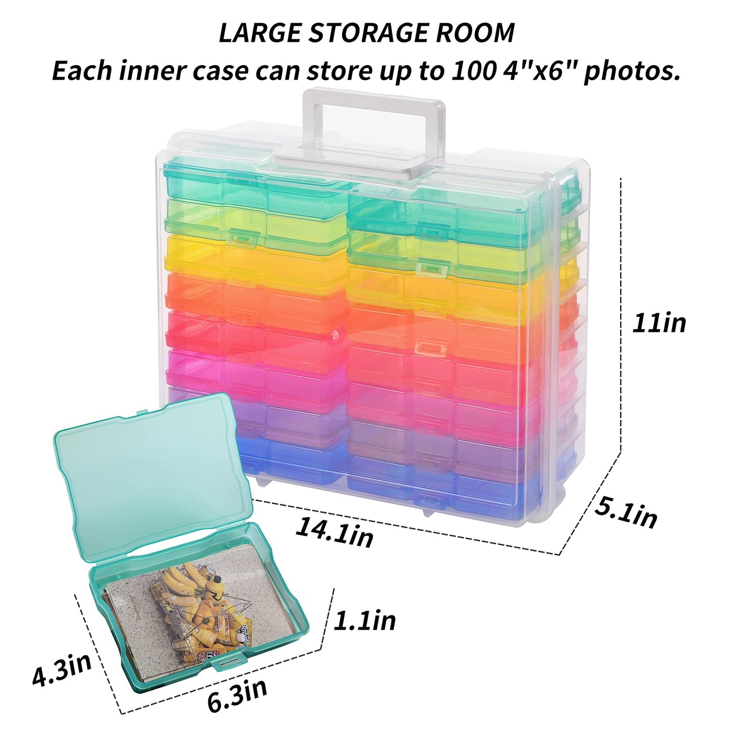 Zuvo - Photo Storage Box With 16 Coloured Cases And Removable Dividers For Multipurpose Organizing Photographs, Stamps, Stationery, Jewellery, Seed, Toys, Arts And Craft
