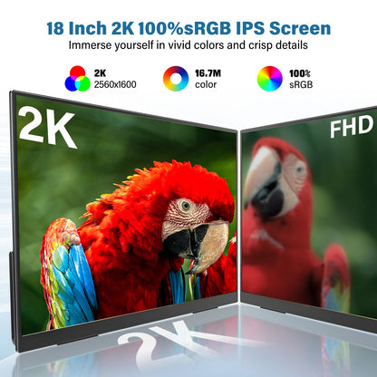 InnoView 23.8" Large Portable Monitor, FHD 144HZ 100% SRGB IPS USB-C HDMI Work Home Gaming Second Monitor 1080P W/180°Adjustable Stand for Laptop, MacBook, Phones