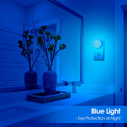 FOLKSMATE LED Night Lights Plug in, Dimmable Nightlight Plug Into Wall with Light Sensor, Soft White Adjustable for Adults, Bedroom, Bathroom, 2-Pack