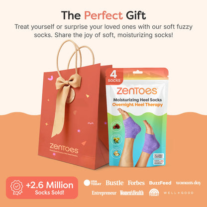 ZenToes Moisturizing Socks for Cracked Heel Treatment, Vitamin E, Olive Oil and Jojoba Oil Infused Heel Socks, Spa Gifts for Women, Mothers Day Gifts (Fuzzy Lilac Purple, Regular)