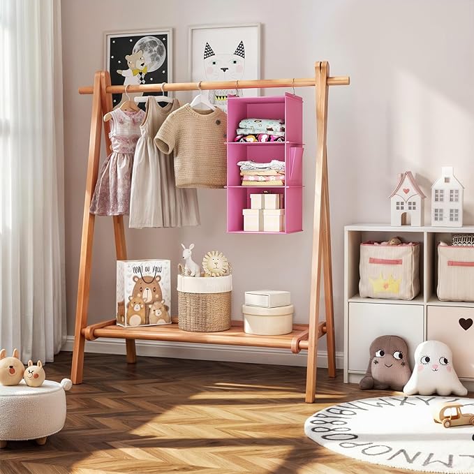 YOUDENOVA Hanging Closet Organizer, 3-Shelf Closet Hanging Storage Shelves