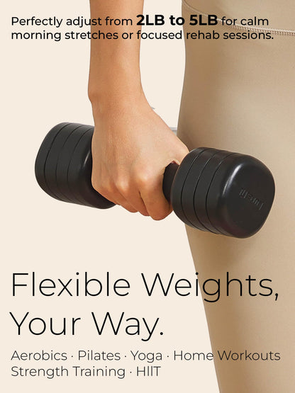Adjustable Dumbbell Set｜2LB 3LB 4LB 5LB Light Hand Weights for Women｜One-Twist Weight Adjustment｜Non-Slip Curved Grip Handle｜Free Weights for Home Gym, Rehab, Pilates, Yoga, Strength Training