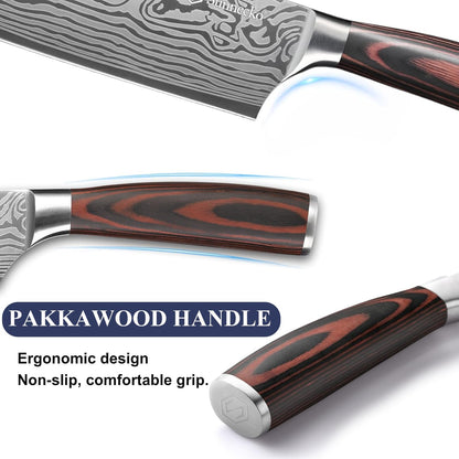 Sunnecko Kitchen Knife Set 3 Piece Chef Knife Set Professional High Carbon Stainless Steel, Sharp Kitchen Knives with Wooden Handle