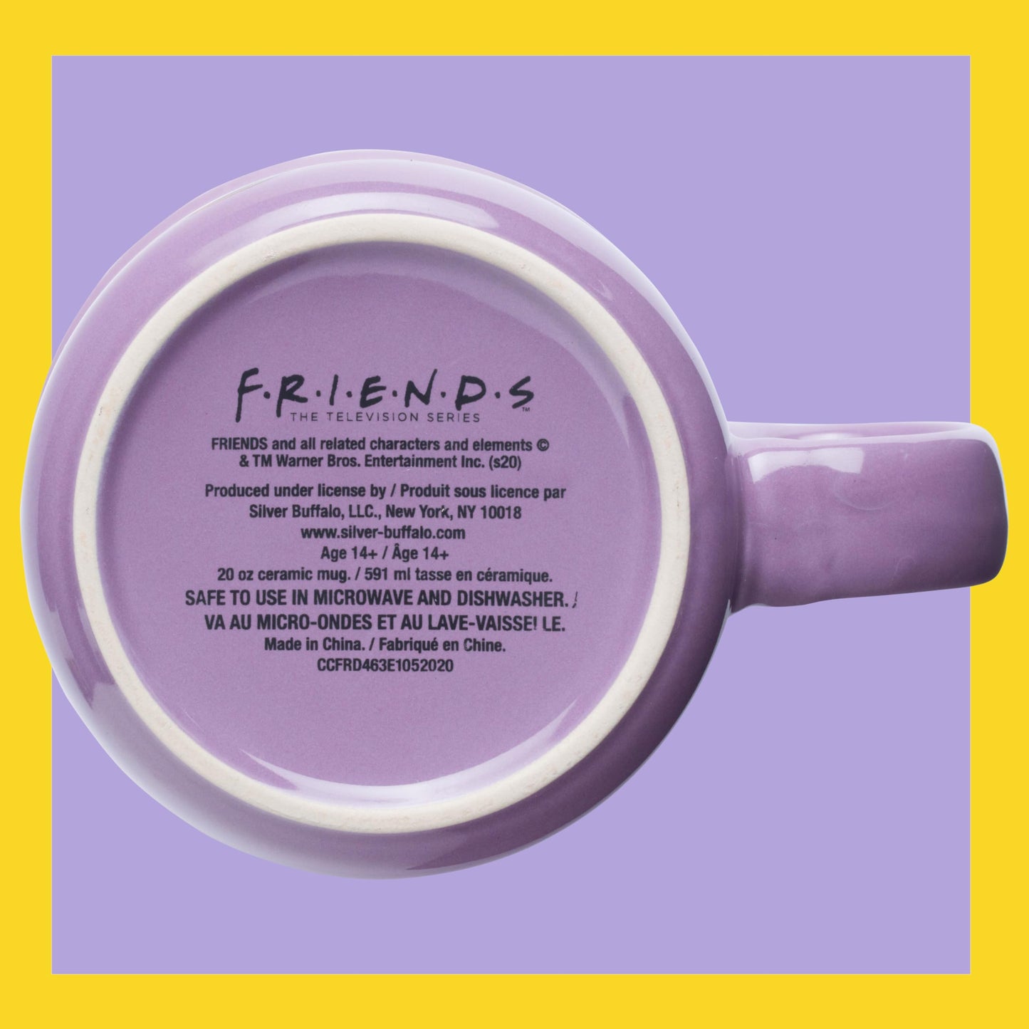 Silver Buffalo Friends Central Perk Smelly Cat, Iconic Orange Couch, Pheobe's Guitar Ceramic Camper Mug, 20 Ounces