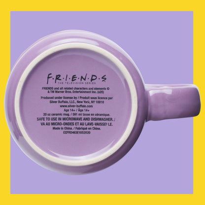 Silver Buffalo Friends Central Perk Smelly Cat, Iconic Orange Couch, Pheobe's Guitar Ceramic Camper Mug, 20 Ounces