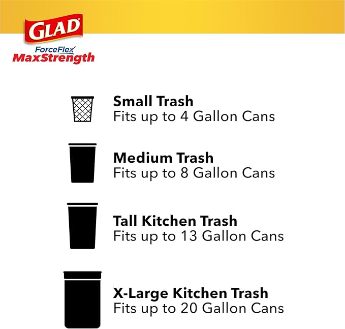 Glad ForceFlex MaxStrength Kitchen Trash Bags, 13 Gal, Fresh Clean Febreze