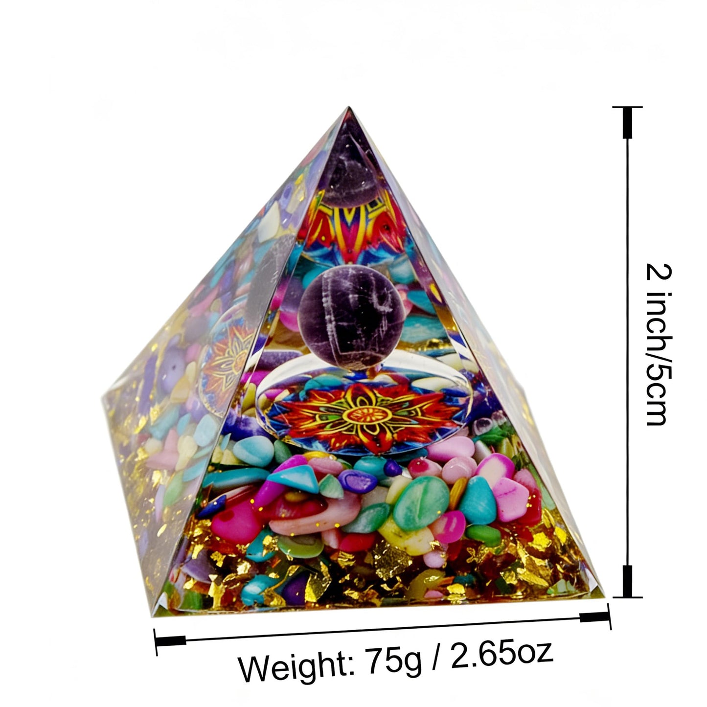 AierCrystal (2inch-7pcs Natural Healing Crystal Pyramid Set —Feng Shui Home Decoration, Chakra Balancing Purification, Energy Healing Meditation Tool, Home Ornament(5cm Pyramid 7pcs Set)