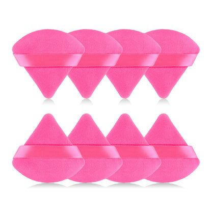 8Pcs of Triangular Powder Puff Makeup Sponges, Made of Super-soft Velvet, Designed for Contouring, Eye, and Corner, Beauty Blender Foundation Mixing Container.(Black)