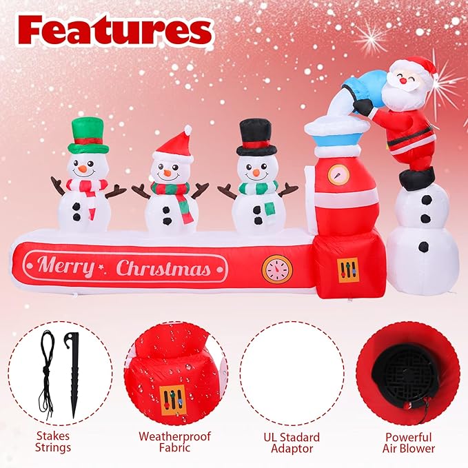 Vigdur 7FT Snowman Christmas Decoration – Snowman Maker Christmas Blow Up with Built-in LED Lights, Outdoor Christmas Inflatable for Yard, Lawn, Garden, Holiday Party & Home Décor