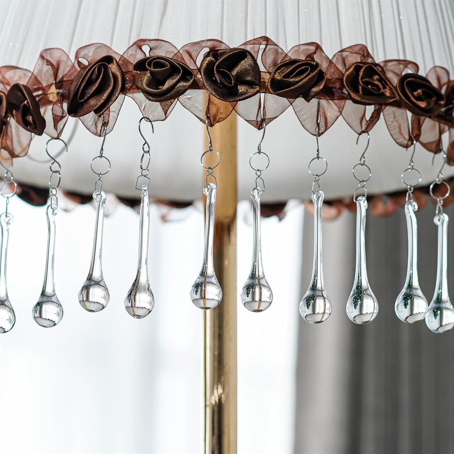 kanpura 20pcs Glass Raindrop Ornaments Glass Teardrop Hanging Ornaments Clear Chandelier Drop Pendant Decorations for Christmas Tree Winter Party Supplies (3 Inch)