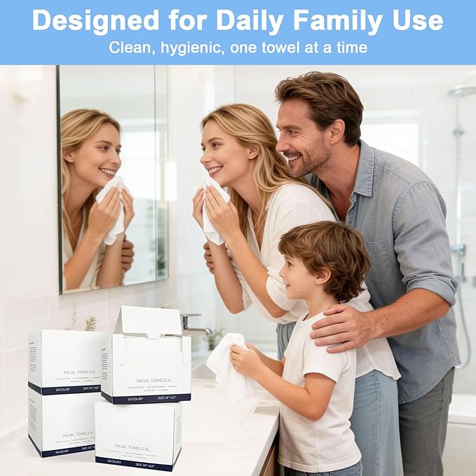 200 Count Disposable Face Towels – Value Pack Extra Thick Biodegradable Facial