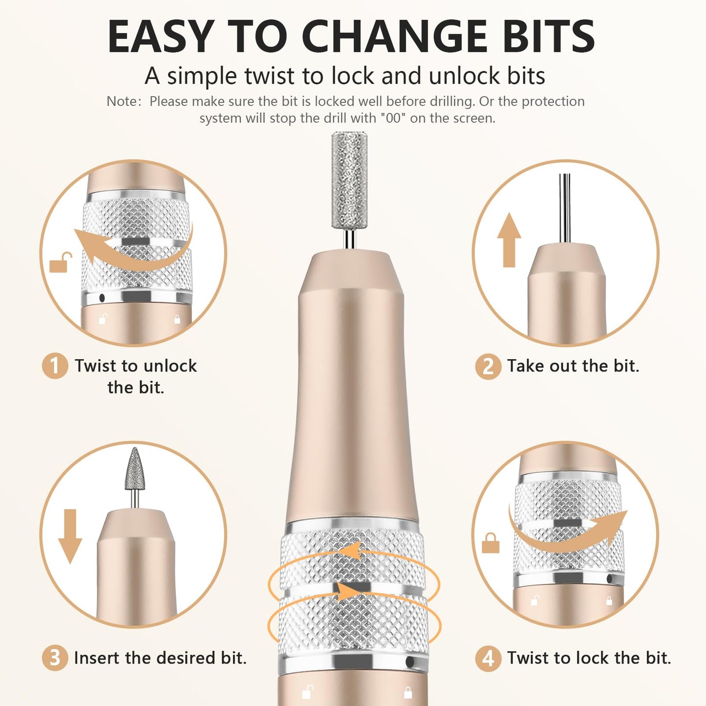 Kredioo Nail Drill Professional Electric 35000RPM Nail Drill Machine Kit Remove Gel Nails Acrylic Polish Thick Toe with 11 Sanding Bits E File Set