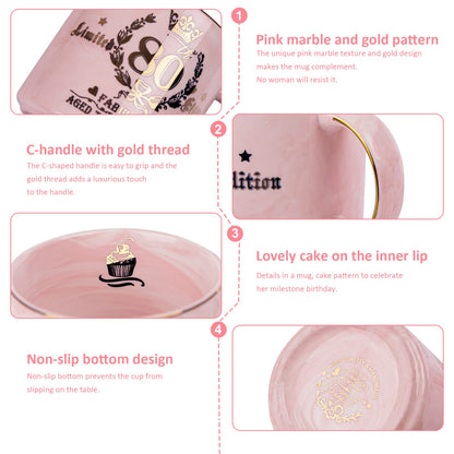 Best Friend Birthday Gifts for Women, Friendship Gifts for Women, Unique Birthday Valentines Day Gift Ideas for Her, Friends Female, Besties, BFF Ceramic Marble Coffee Mug Gift Box Printed Gold 14 oz