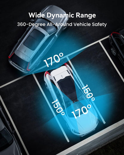 IIWEY N5 4 Channel Dash Cam, 360° All-Sides View, FHD 1080P Front and Rear Inside, Left Right Dash Camera for Cars, 8 IR Lamps, 5G WiFi & APP Control, 24H Parking Mode, G-Sensor, with a 128GB SD Card