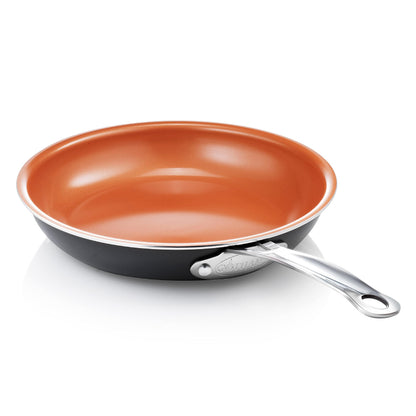 Gotham Steel 9.5 Inch Copper Non Stick Frying Pans, Ceramic Non Toxic Frying Pans Nonstick Skillet Made Without PFOA PFOS, Lightweight, Stay Cool Handle, Oven and Dishwasher Safe