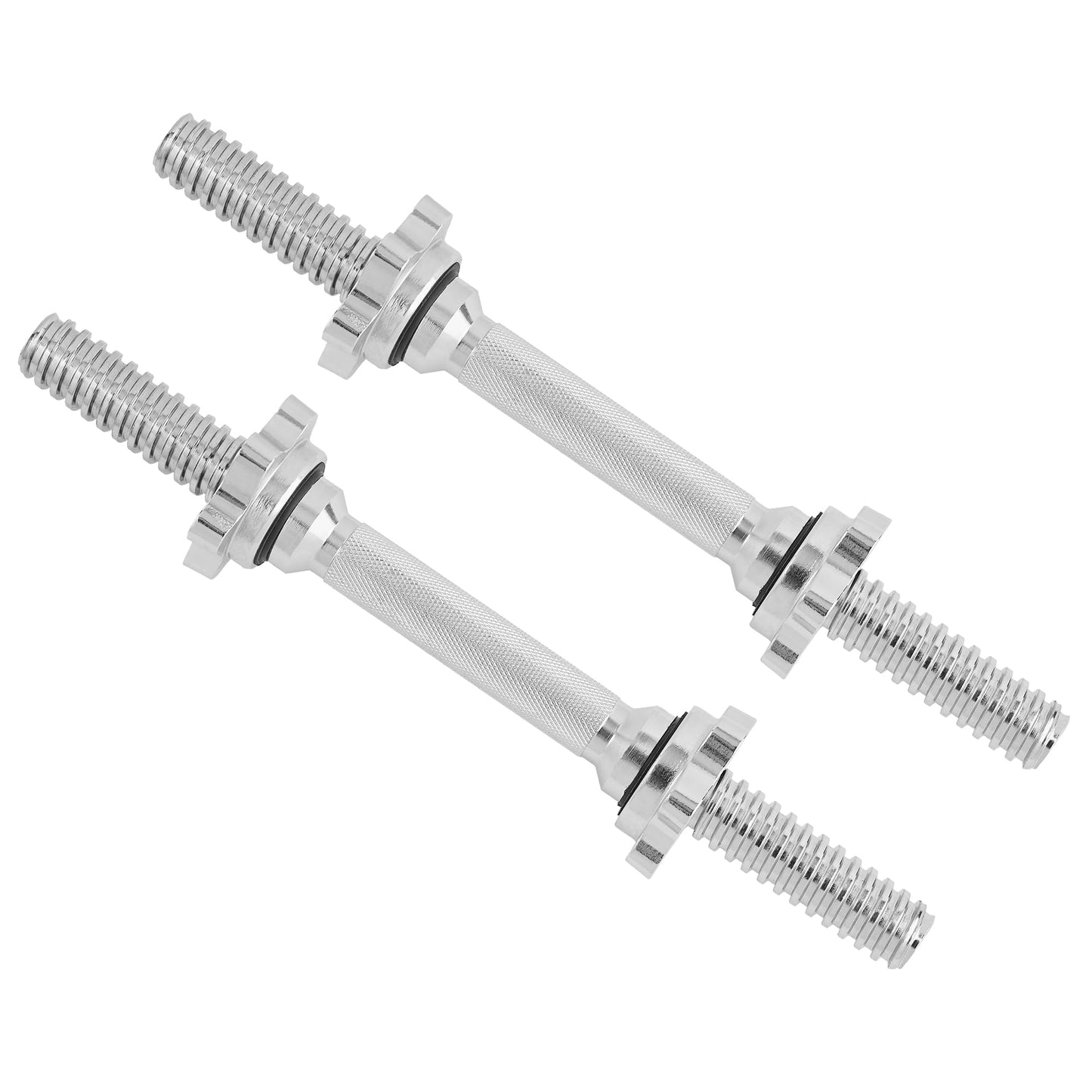 Yes4All Pair of Threaded Dumbbell Handles 14/16/18/24 inch, Chrome/Rubber Grip, Fit 1” Plates, Weight Bar Connector