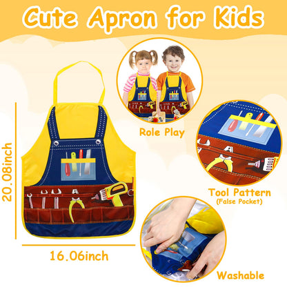 TONZE Kids Tool Set with Apron, 39 PCS Wooden Toddler Tool Bench Box Montessori Toys for 2 3 4 Year Old Boys Girls, Educational STEM Construction Toys Pretend Play Toddler Toys Age 3-5 Birthday Gift