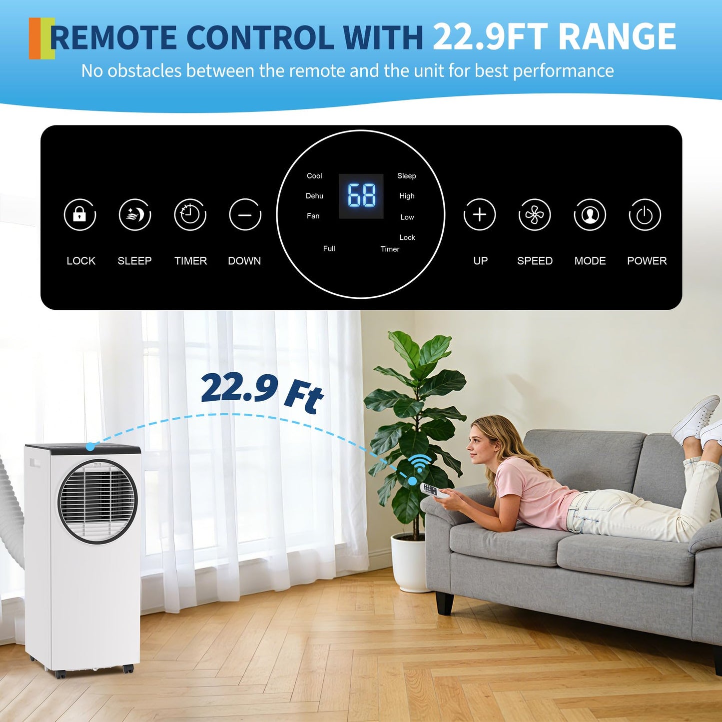 ActiveTrail Portable Air Conditioner, 8,000 BTU AC Unit for Bedroom, Portable AC with Remote, Small Air Conditioner for Room, 3-in-1 Portable AC Unit Cools, Dehumidifies & Fans for Home Office, White