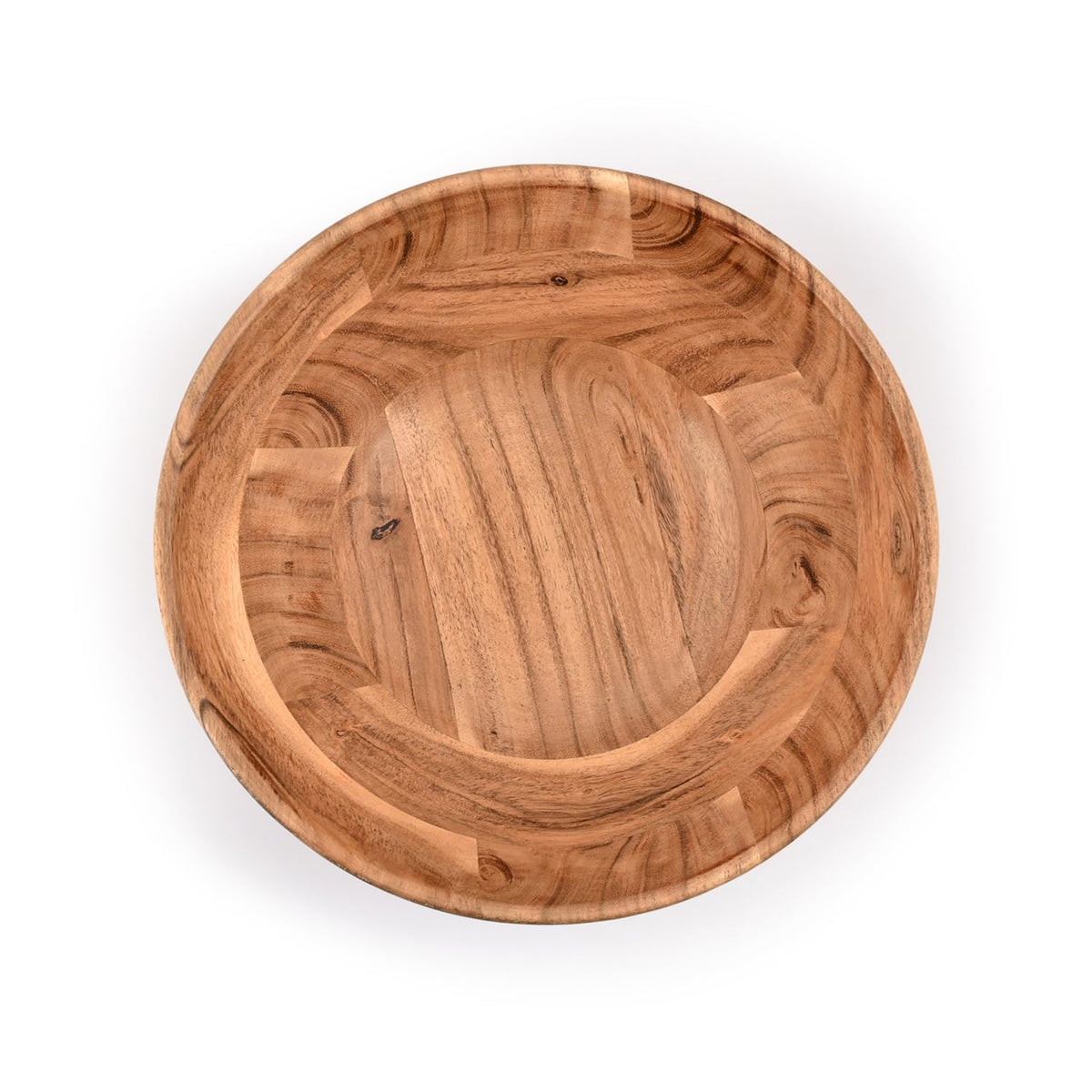 Samhita Acacia Wood Fruit Bowl for Fruits or Salads,Serving Dish Looks Absolute Beautiful With Your Kitchen (10" x 10" X 4")