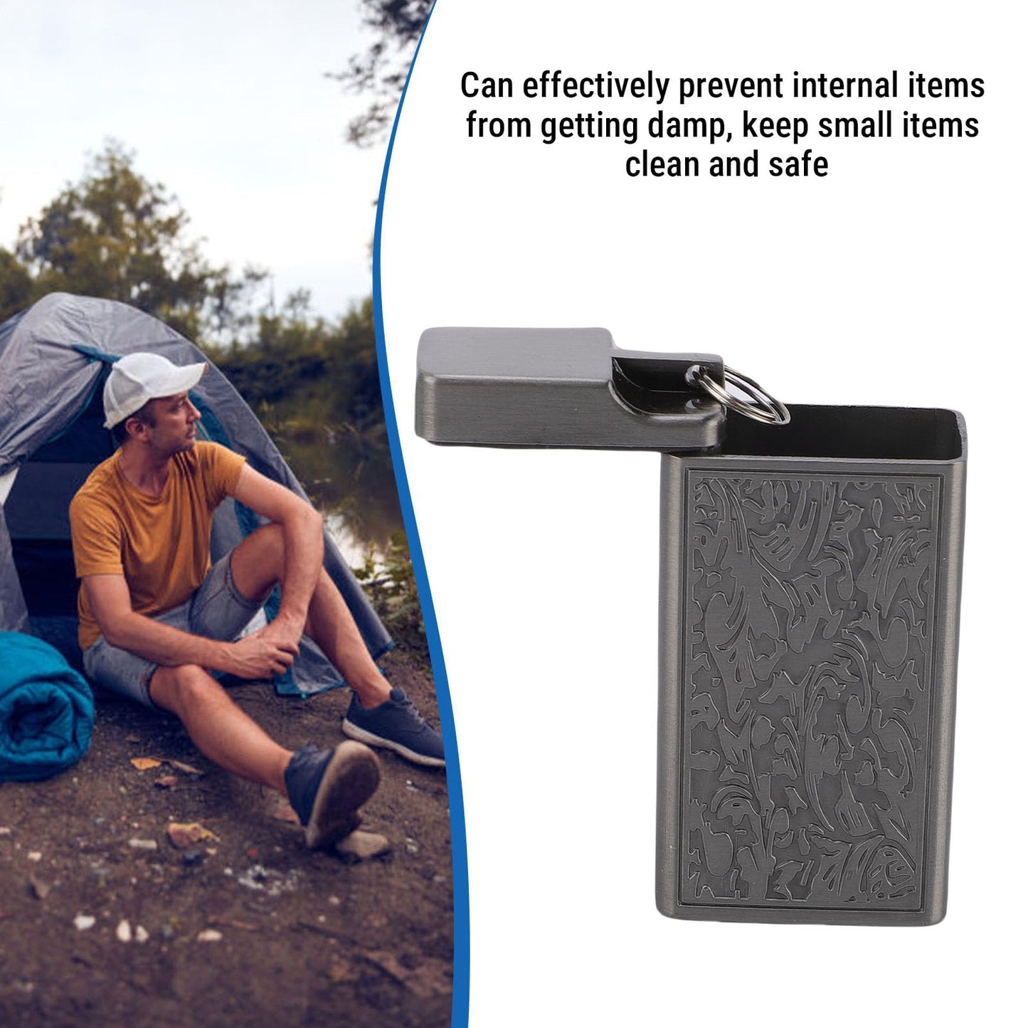 RIZGHWOY Portable Airtight Container, Aluminum Alloy Storage Box for Travel Camping Fishing to Keep Small Items Dry Clean Safe (Black)