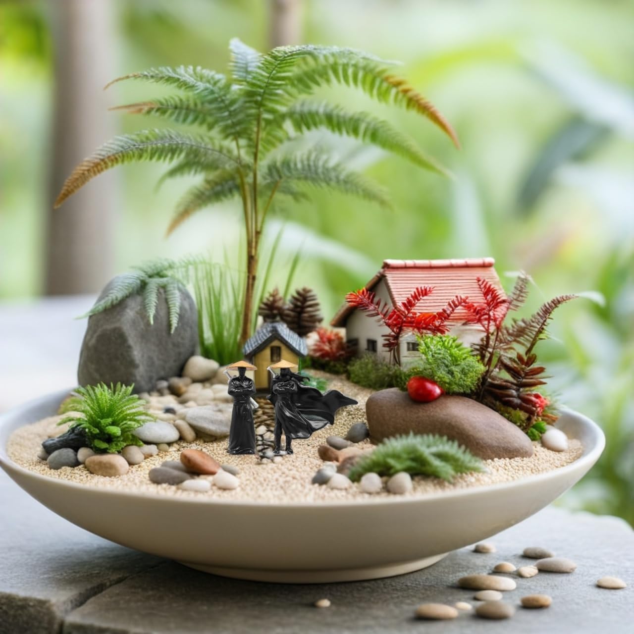 HOLIDYOYO Xiake Small Ornaments Miniature Decorations Resin Ancient Chinese Figurines Micro Landscape Bonsai Decor 1.97 Inch Garden Sculptures