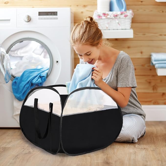 2 Pack Collapsible Laundry Baskets, 90L Large Foldable Laundry Basket, Pop Up