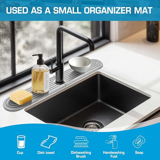 Diatomite Stone Faucet Mat For Kitchen Sink-Absorbent Fast Drying Stone Sink