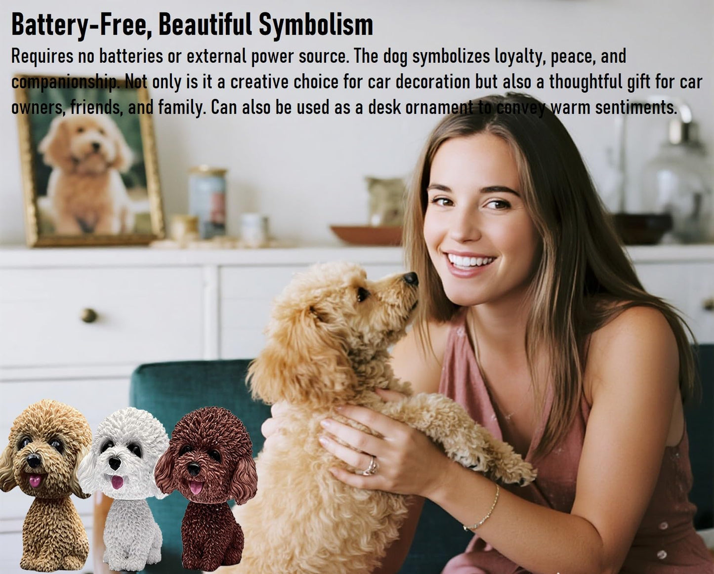 Fontee Nodding Dog Doll - Cute Ornament With Shaking Bobble Head for Car Dashboard, Home, Desk Decoration - Creative Gift (Teddy)