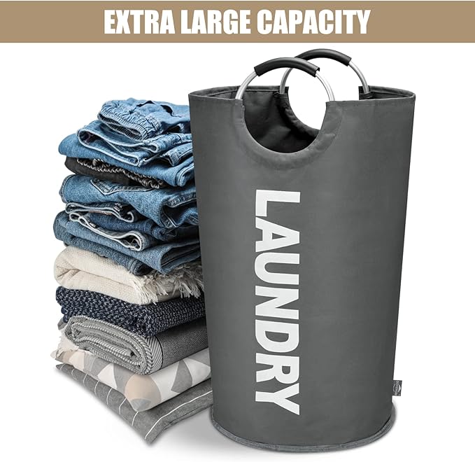 DOKEHOM 90L Large Laundry Basket, Collapsible Laundry Bag, Freestanding Tall