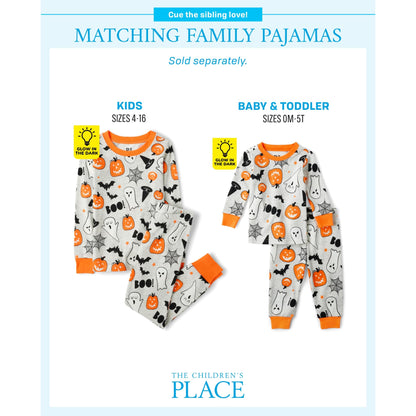 The Children's Place,Unisex Baby,and Kids, Sibling Matching, Holiday Pajama Sets, Cotton,Ghosts/Pumpkins Halloween,12 Months