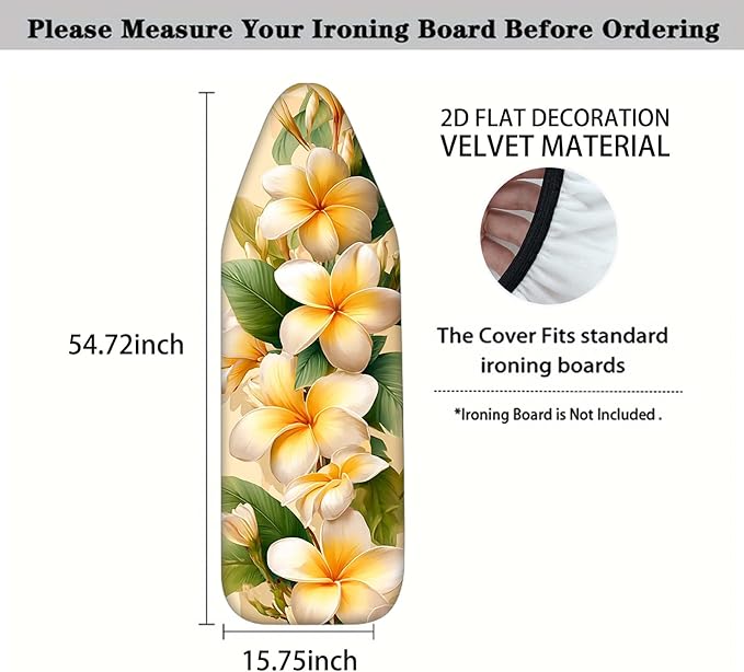 Nuxovilar Yellow & White Floral Pattern Ironing Board Cover, 15×54 inch