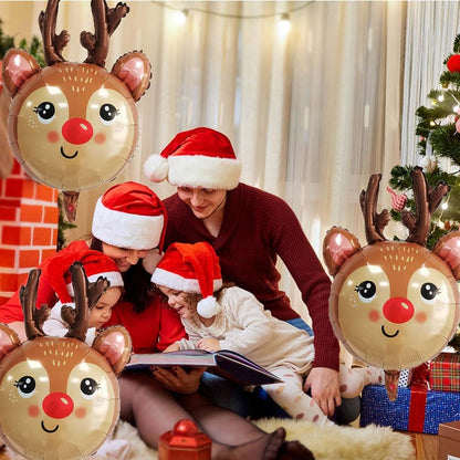 Reindeer Balloons Christmas Foil Balloons for Reindeer Themed Party Decoration Supplies Christmas Birthday Decoration Decor Ballons Arch Kits Party Balloon Set 3pcs