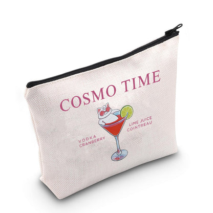 WCGXKO Cosmo Cocktail Gift Set - Cosmo Time Makeup Bag for Alcohol Drinking Lovers