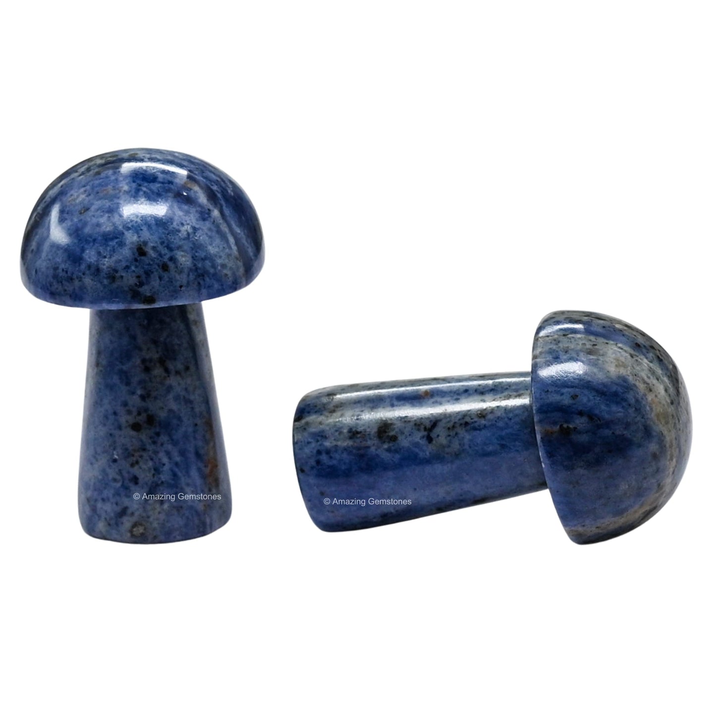 Amazing Gemstone Sodalite Crystal Mushroom Decor Aesthetic Small Crystals - 2" Little Mushroom Decorations for Home, Office, Room Table Mini Crystals Stone Mushrooms DIY Gifts