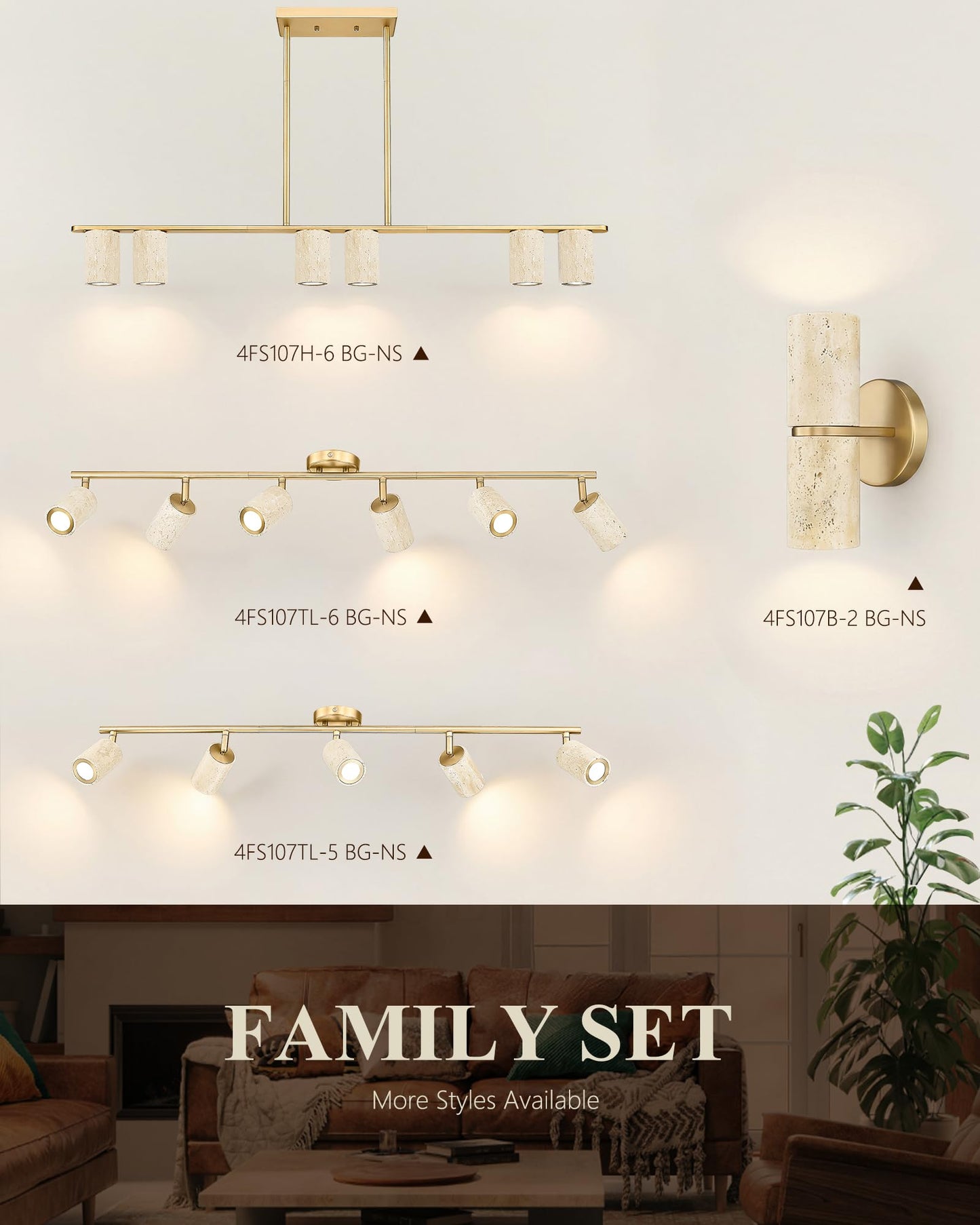 FEMILA Natural Weathered Stone Wall Sconce, 8.7" Rustic Stone Wall Lights, Come with 3000K Bulbs, Gold Wall Lamp for Bedroom, Living Room, Kitchen, 4FS107B-2 BG-NS
