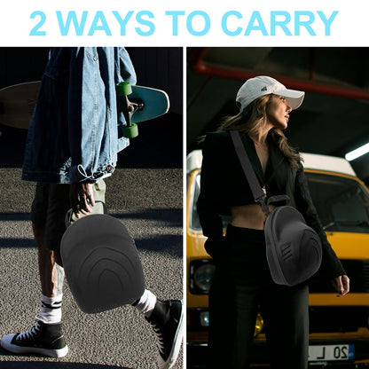 Hat Travel Case for Baseball Caps,Hard Hat Carrier Storage Case with 1 Pack Black Baseball Cap and Adjustable Shoulder Strap, Hat Organizer Holder Bag for 6 Baseball Caps for Men and Women - Black