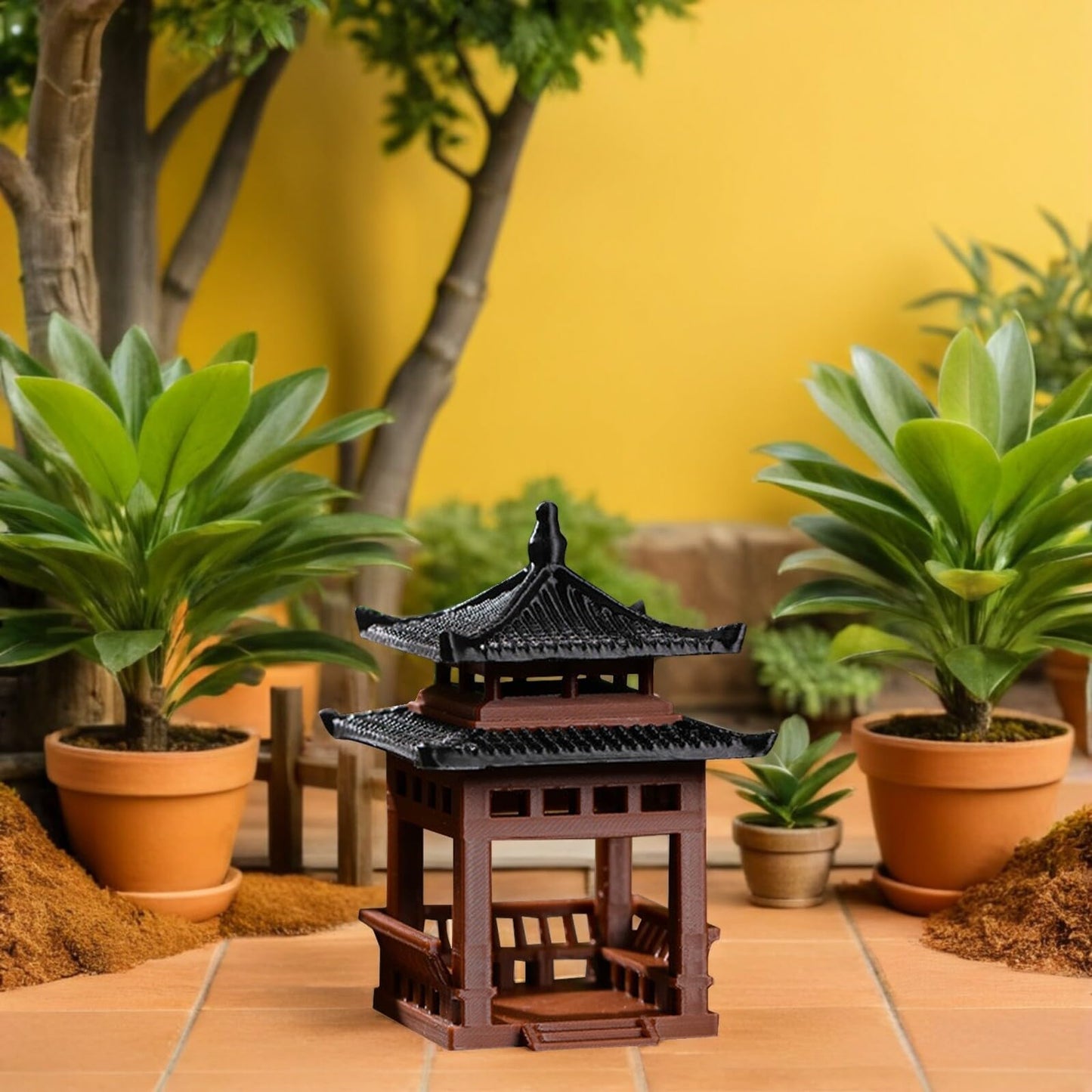 SUPVOX Miniature Pavilion Statue: 3.14" Tall Traditional Pagoda Decor for Bonsai, Succulent, and Desktop Zen Gardens - Tiny Micro-Landscape Ornament