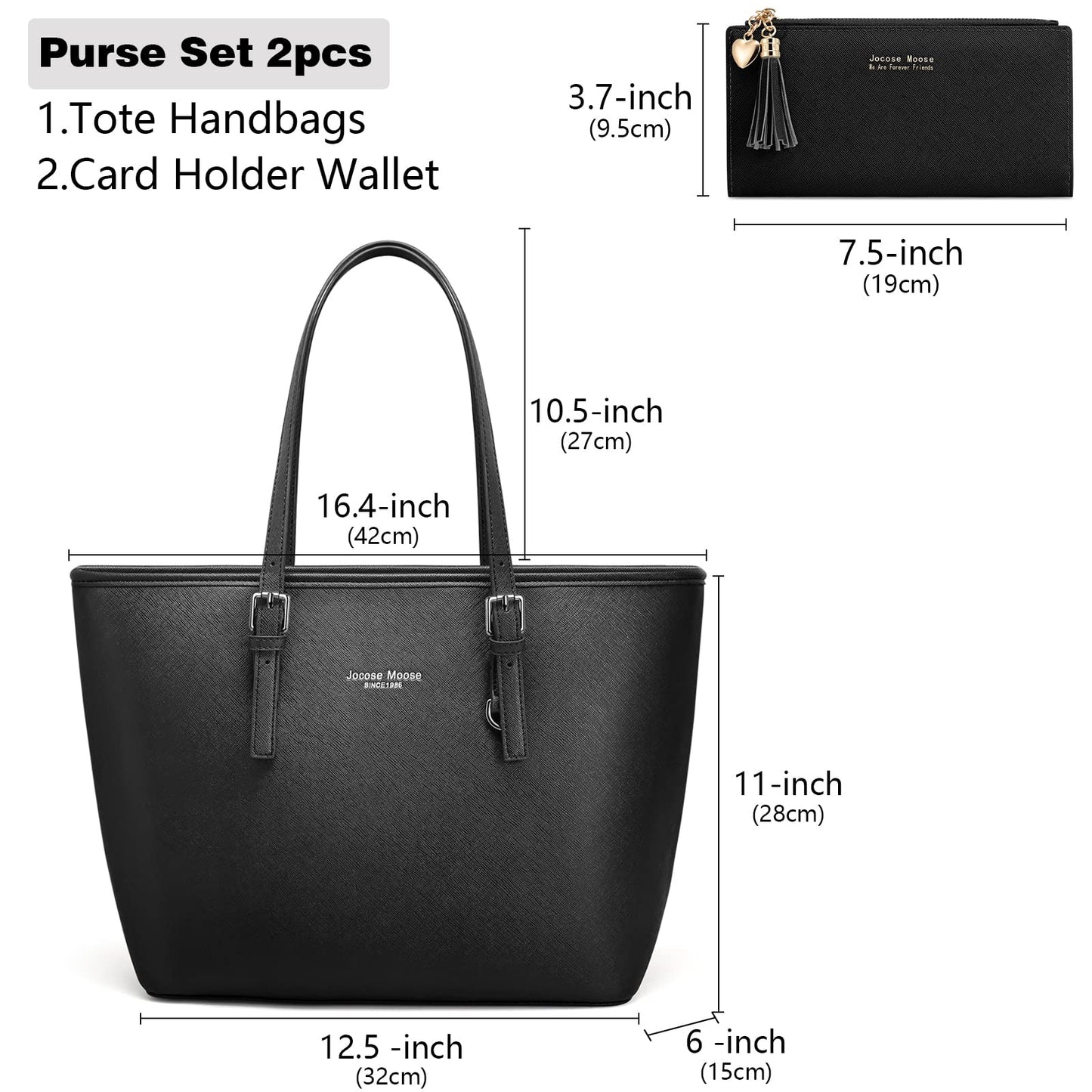 Jocose Moose Women Handbag Laptop Tote Bag Large PU Leather Computer Designer Shoulder Bag Lightweight, Gift with a Ladies Purse