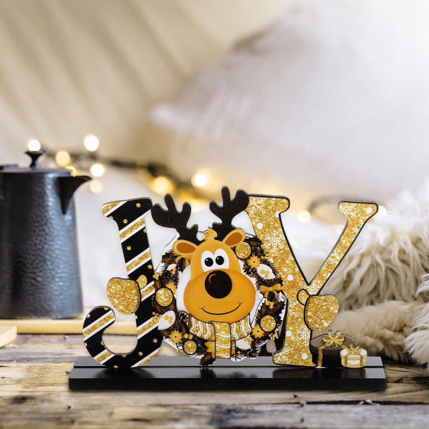 Blulu 3 Pcs Christmas Decorations Indoor Centerpieces for Tables Tabletop Wooden Sign Snowman Farmhouse Centerpieces for Christmas Xmas Holiday Party Indoor Decor(Gold)