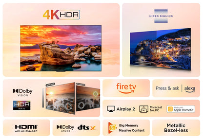 TCL 55PF650K 55-inch 4K Ultra HD, HDR TV, Smart LED Fire TV (Dolby Vision, Dolby Atmos, DTS, HDR 10, Alexa built-in, Airplay2, Miracast)