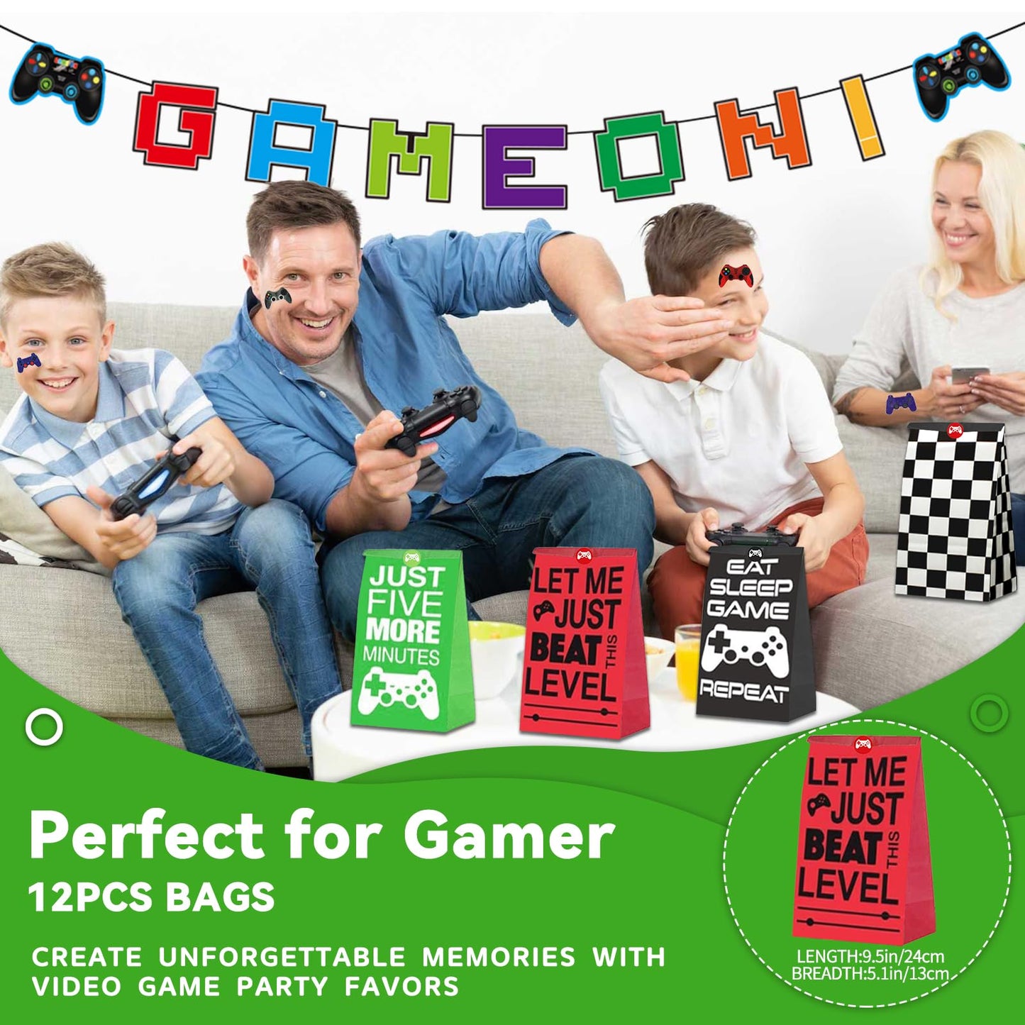 146 Pcs Video Game Party Favors, Gamer Party Favor -Ink Pen Notebook VIP Passes with Lanyards Slap Bracelets Keychains Bags Tattoo Stickers for Kids Gaming Party Favors Game On Birthday Partys Favor