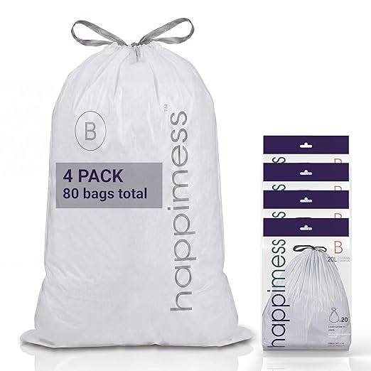 happimess 5.3 Gallon Drawstring Trash Bags, Heavy Duty LDPE Liners
