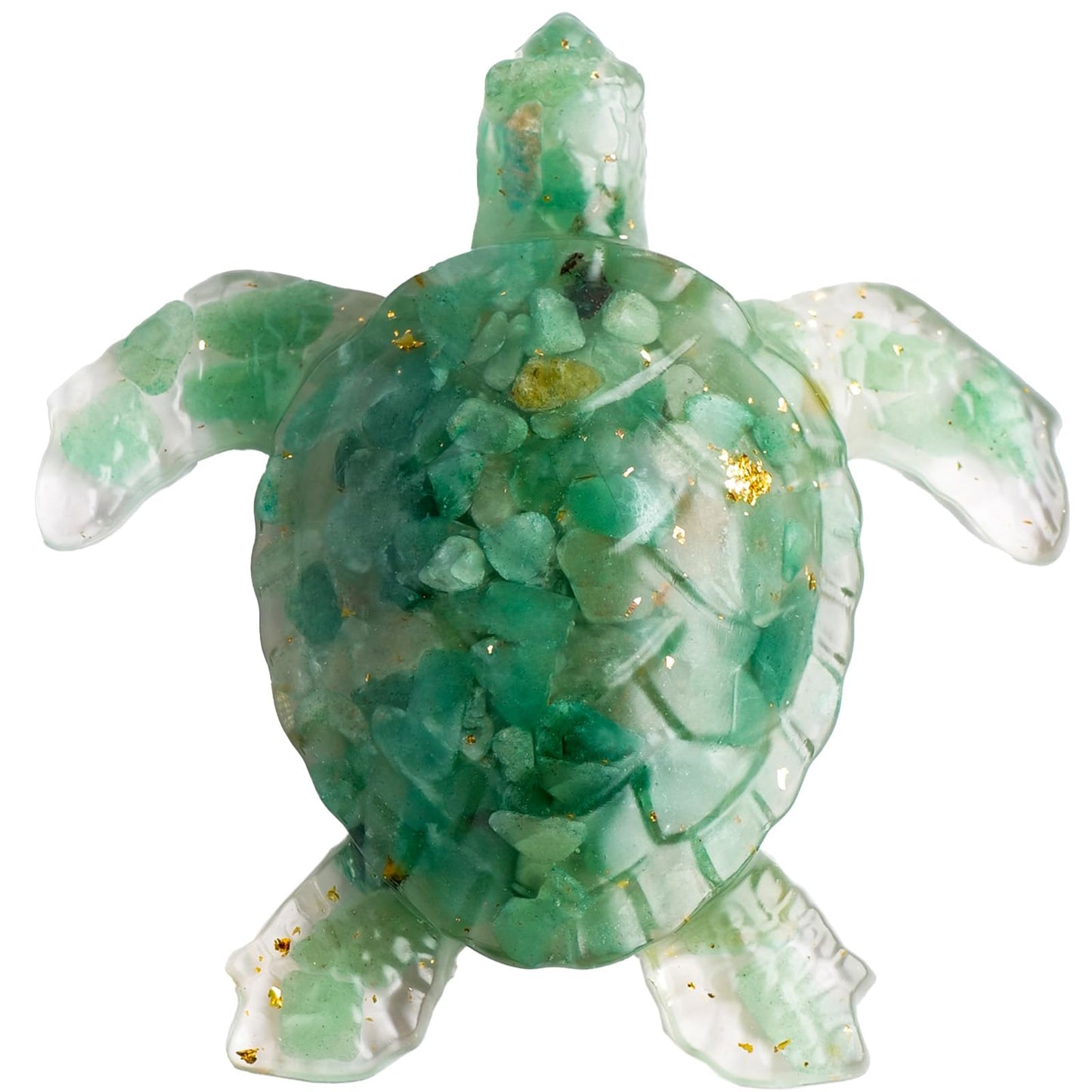 RJINGSHI Crystal Turtle Figurine, Handmade Resin Sea Turtle Statue, 1 Piece, for Home, Office, Desk, Shelf, Fish Tank or Meditation Space (Green Aventurine)