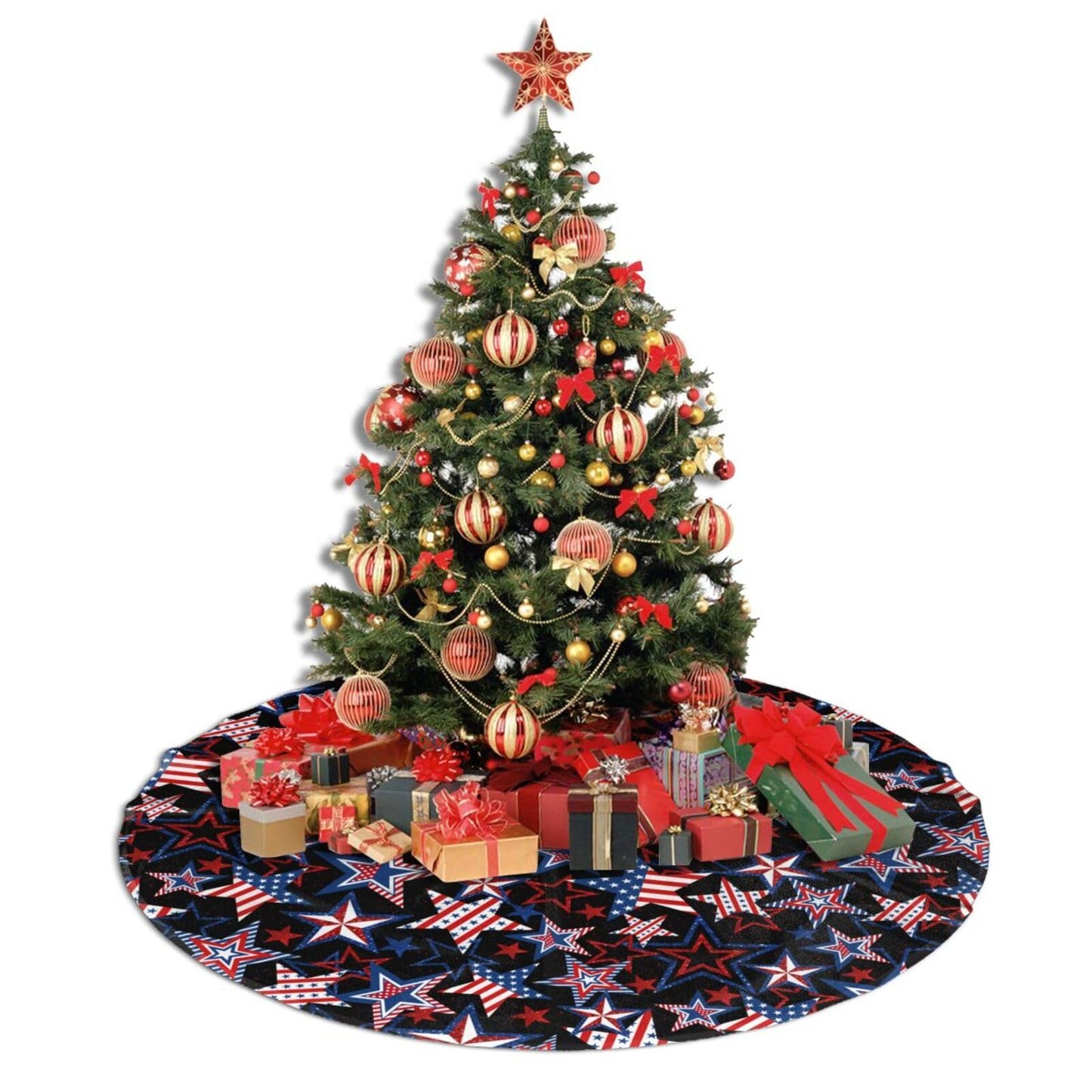 4th of July Patriotics American Veterans Day Christmas Tree Skirt Memorial Day Xmas Tree Mat Halloween Christmas Tree Ornaments Decorations Holiday Party Indoor Outdoor 30"